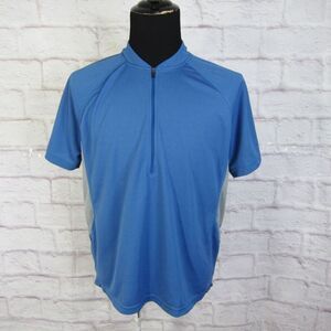 LL Bean Men's Size XL Blue & Gray Sun Smart UPF Protection 1/4 Zip Shirt